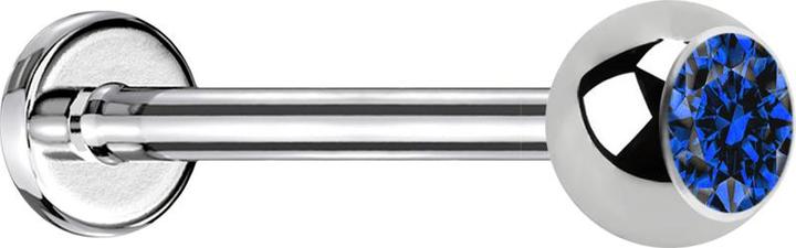 Actual product image Star Piercing Micro Labret silver with ball and crystal dark blue (Surgical steel 316L, without brass)