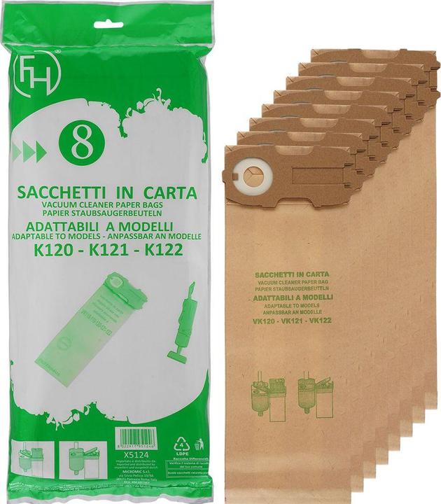 Alternativ Filterhaus Papier Staubbeutel passend für Vorwerk Kobold VK120 VK121 VK122 (6 x)