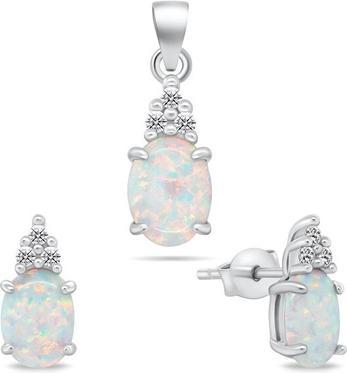 Immagine prodotto Brilio Argento - Bellissima parure di gioielli con opali SET245W (orecchini. ciondolo)