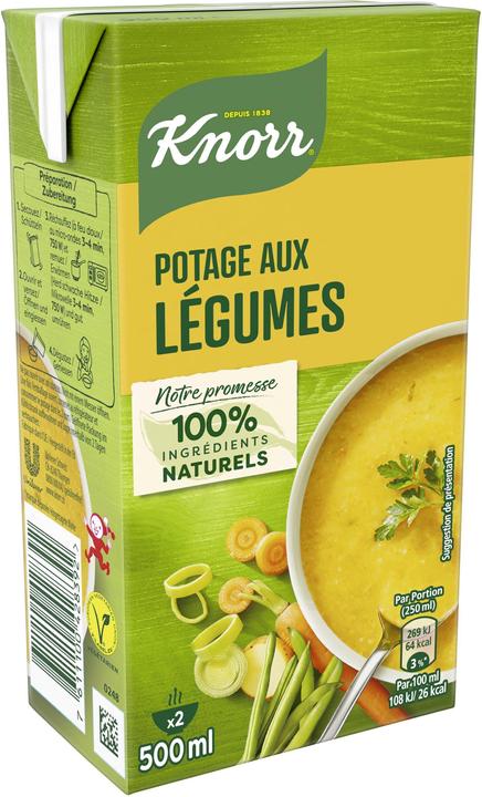 Produktbild Knorr Gemüsesuppe Kombiblock, Suppe mit Broccoli, Rüebli & Lauch, Fertiggericht zum Aufwärmen (500 ml)