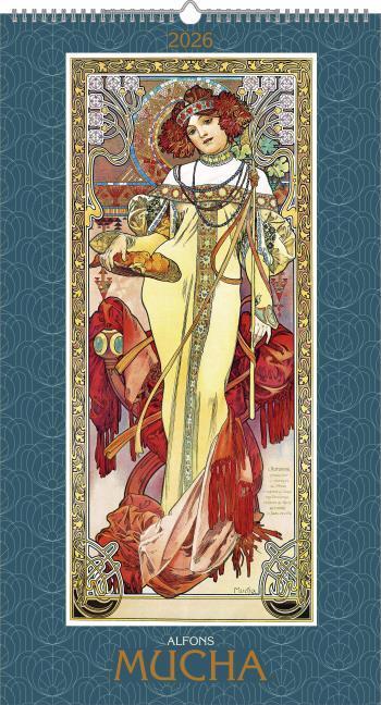 Produktbild Alpha Edition Alfons Mucha 2026 - Bild-Kalender 33x60 cm - Kunstkalender - mit stilvollem Glitzereffekt - (Deutsch)