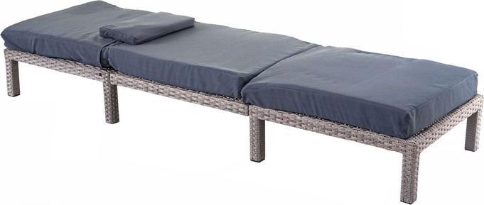Produktbild Swisshandel24 Poly-Rattan Sonnenliege, Relaxliege Gartenliege Liege - Premium grau, Kissen dunkelgrau (198 cm)