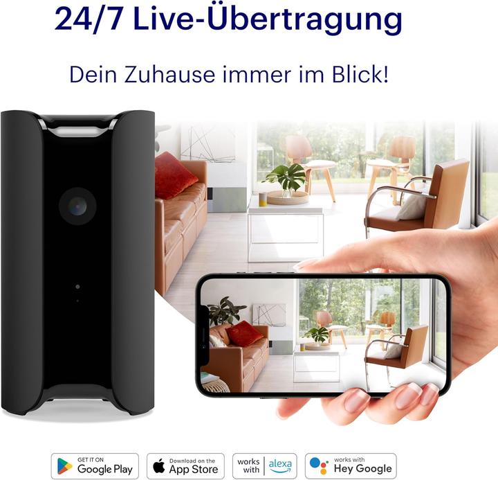 Produktbild Canary View Überwachungskamera mit 2-Wege-Audio, 24/7 Live-Übertragung, Bewegungsmelder, Nachtsicht