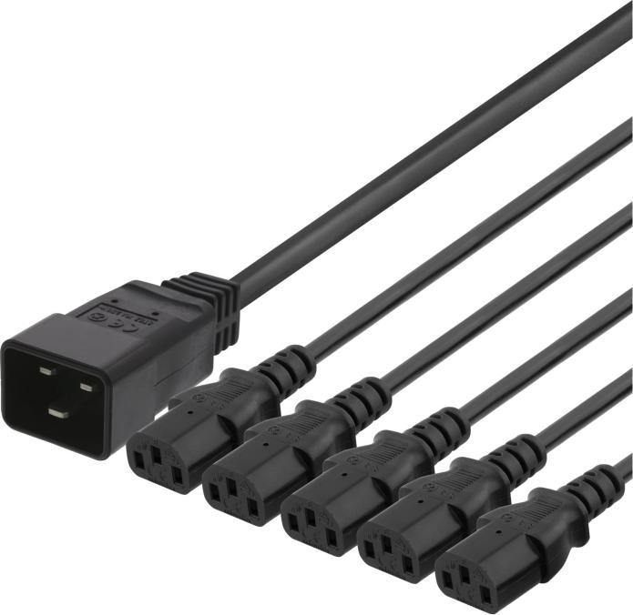 Produktbild Deltaco IEC C20 to 5x C13 Power cable 3m 16A/250V Y-Splitter b (3 m)