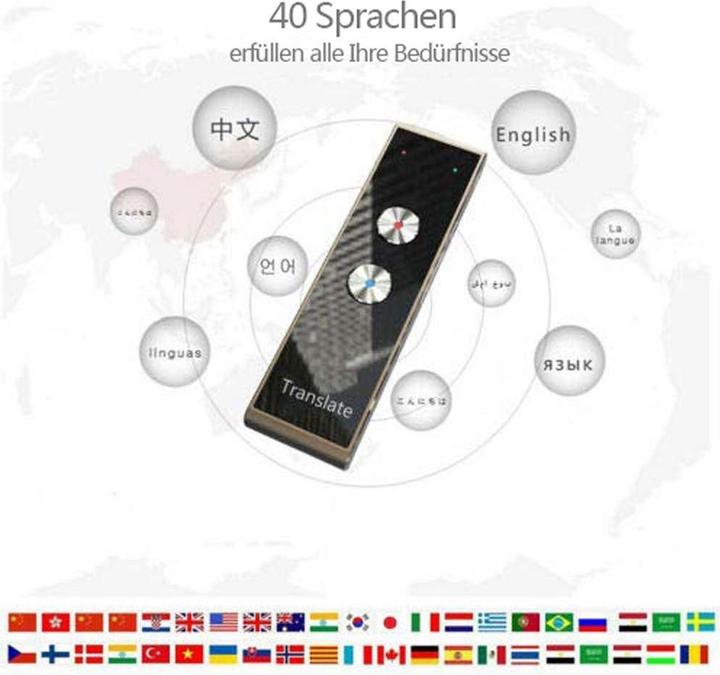 Produktbild Deltalabs Smart Translator, Bluetooth Sprachübersetzer, 41 Sprachen, iOS/Android
