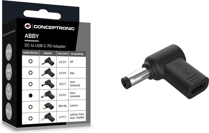 Actual product image Conceptronic Adapter USB-C -> DC, Asus 5.5x2.5mm 18-20V sw