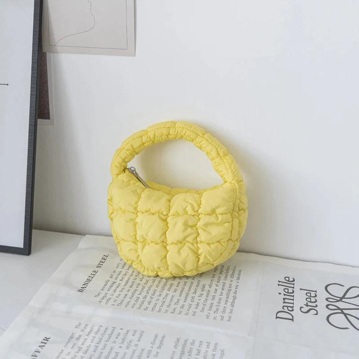 Only-Bags.Store Mini-Tasche Gesteppter Kreis Telefon Purpur Elegant Lila Weiches Nylon Gepolstertes