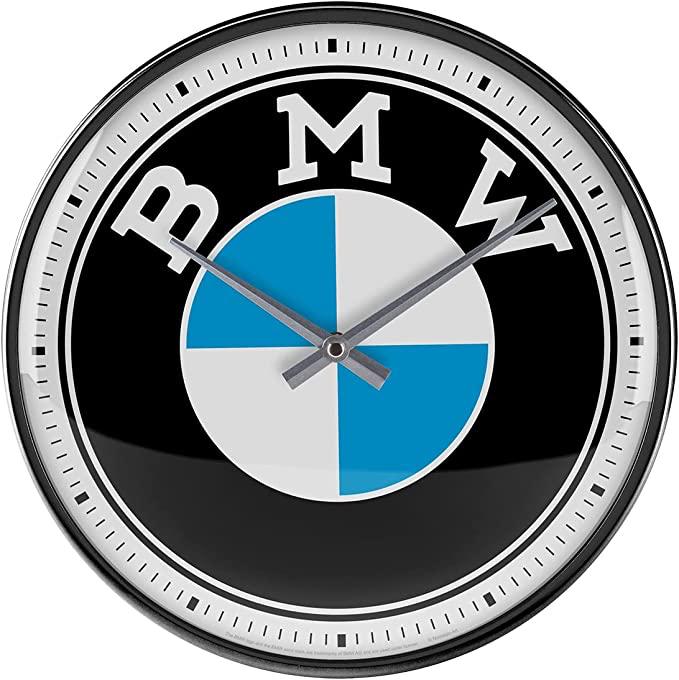 Immagine prodotto Nostalgic-Art Merchandising Orologio da parete Logo BMW Ø 31 cm, Blu/Nero/Bianco (31 cm)