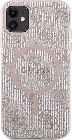 Actual product image Guess GUHMN61G4GFRP iPhone 11 6.1" / Xr różowy/pink hardcase 4G Collection Leather Metal Logo MagSaf (Apple iPhone 11)