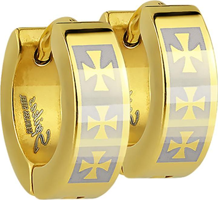Produktbild Star Piercing Ohrring zum Klappen vergoldet mit Kreuz (Chirurgenstahl 316L, ohne Messing)