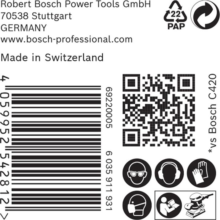 Image du produit Bosch Professional Zubehör Papier abrasif Expert C470 avec 14 trous pour ponceuses vibrantes, 115 x 230 mm, G 60, 50 pcs. (60)