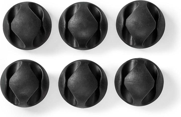 Immagine prodotto Nedis Gestione dei cavi Clip per cavi bloccati 6 pezzi Spessore massimo del cavo: 5 mm Silicone 20 mm Nero