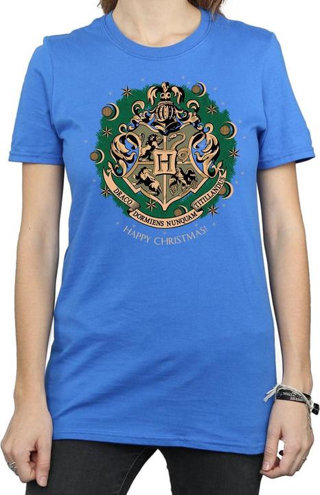 Actual product image Womens/Ladies Christmas Wreath Cotton Boyfriend T-Shirt (S)