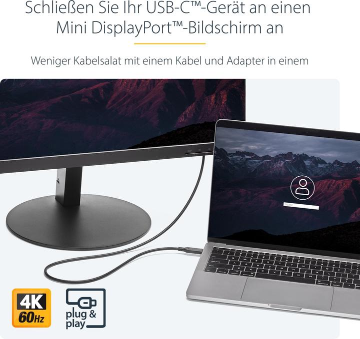 Produktbild StarTech 1m 3 Ft USB C To Mdp Cable (1 m, DisplayPort)
