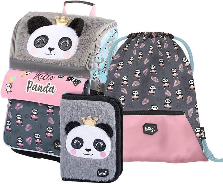 Baagl Schulranzen-Set, 3-teilig, Panda Neu (18 l)