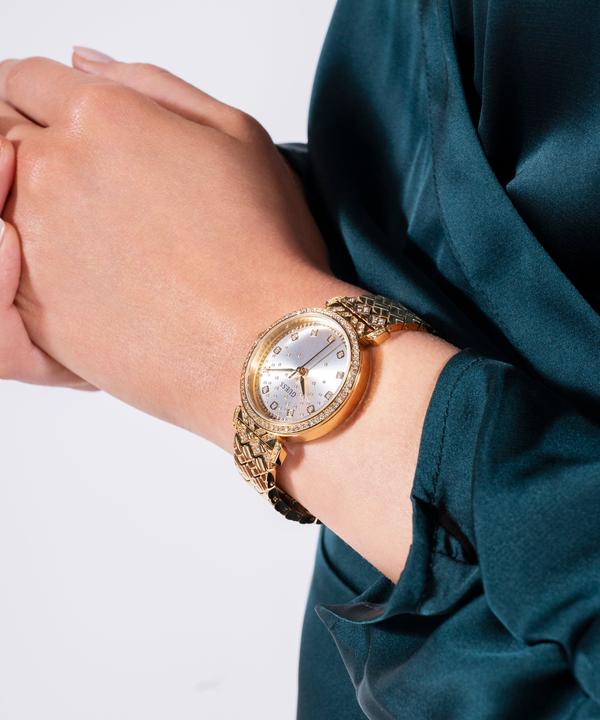 Produktbild Guess P GLD BRCT / SUN SLV GLITZ DL / P GLD BRCT W/ CRYS Armbanduhr (Uhr mit Schmuckstein, 32 mm)