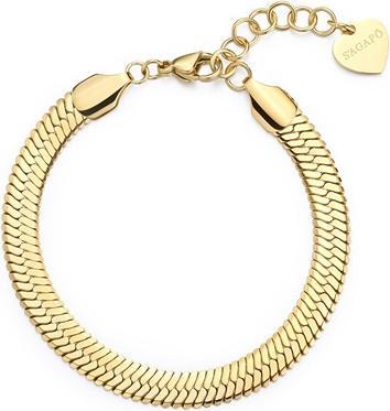 Sagapo S'Agapo Gold Plated Bracelet For Women Hadek Chunky Shk103