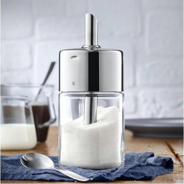 Produktbild WMF Zuckerstreuer Gewürzstreuer 240g für Zucker Kakao Barista Glas Edelstahl (0.25 l)