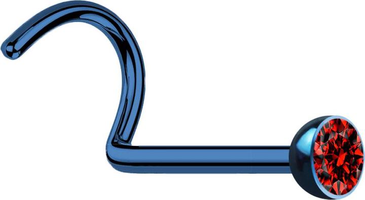 Image du produit Star Piercing Clous de nez courbes bleu foncé avec cristal rouge (Acier chirurgical 316L, sans laiton)