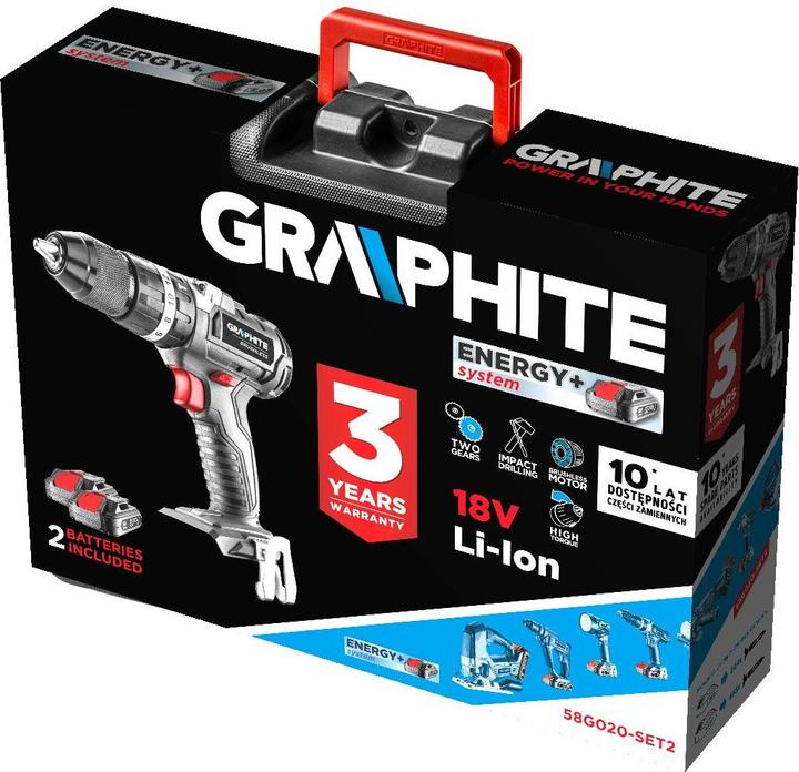 Actual product image Graphite 58G020-SET2 drill 18 V 2 x 2 Ah battery (Rechargeable battery operated)