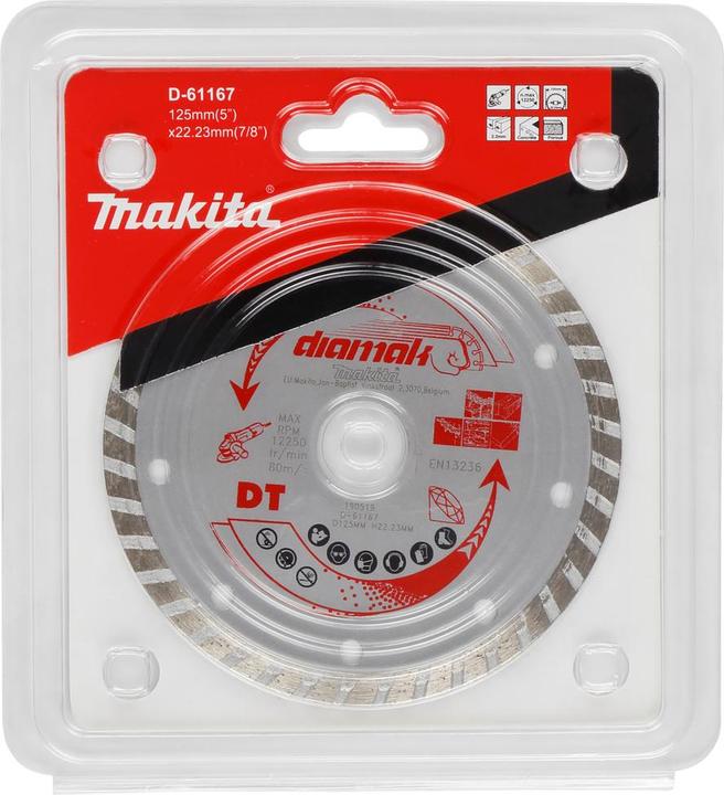 Image du produit Makita Disque diamant turbo pour le sciage à sec et sous arrosage du béton, 125 mm, Diamak, série (D-61167)