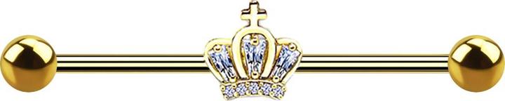 Star Piercing Barbell 14k vergoldet mit Krone (Chirurgenstahl 316L, Messing)