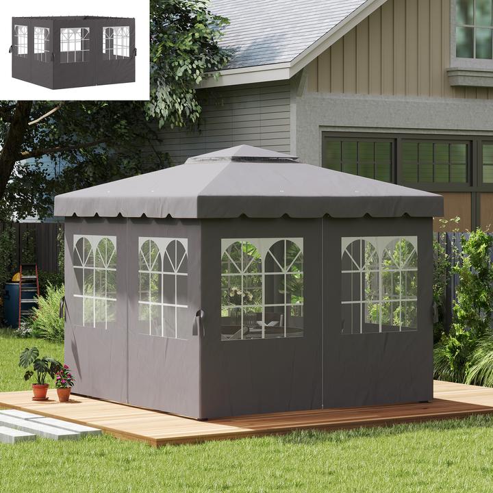 Actual product image Outsunny Pavillon-Seitenteile Polyester, Kunststoff Dunkelgrau (302 cm, 302 cm)