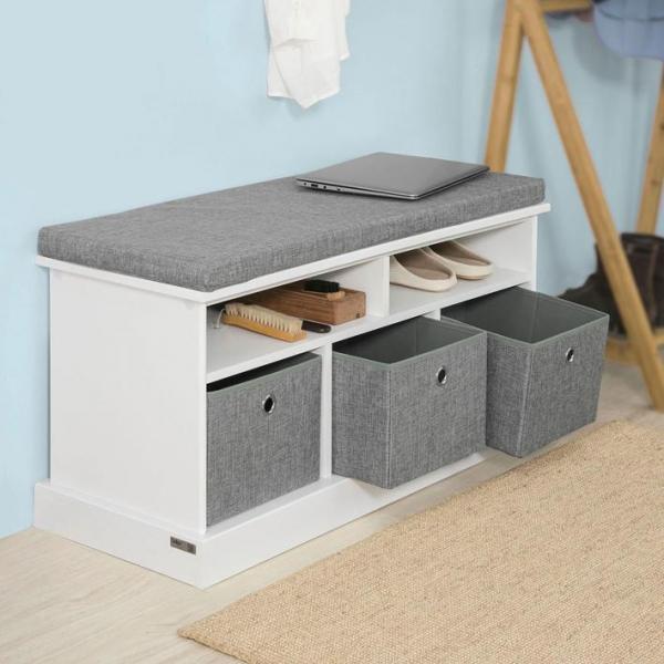 Produktbild SoBuy Sitzbank mit Körben (96 cm)