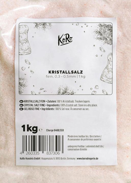 Valeurs nutritives et ingrédients KoRo Sel cristallisé fin (1000 g)