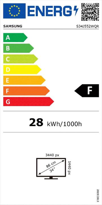 Energy Label Samsung S34J552WQR (3440 x 1440 pixels, 34")