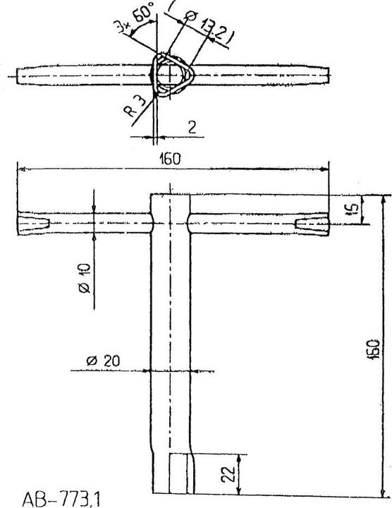 Produktbild Magni 1 Stück Feuerwehr-Dreikantschlüssel gerade, 17 mm (17 mm)