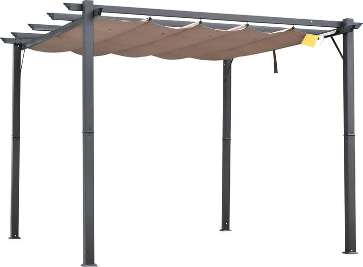 Swisshandel24 Pergola Pavillon Terrassenüberdachung mit Schiebedach Garten Alu Kohlegrau+Kaffeebraun 3x3x2,23 m (300 cm, 300 cm)