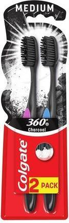 Image du produit Colgate 360 Black Medium Toothbrush - Pack de 2 (Moyen, 2 x)