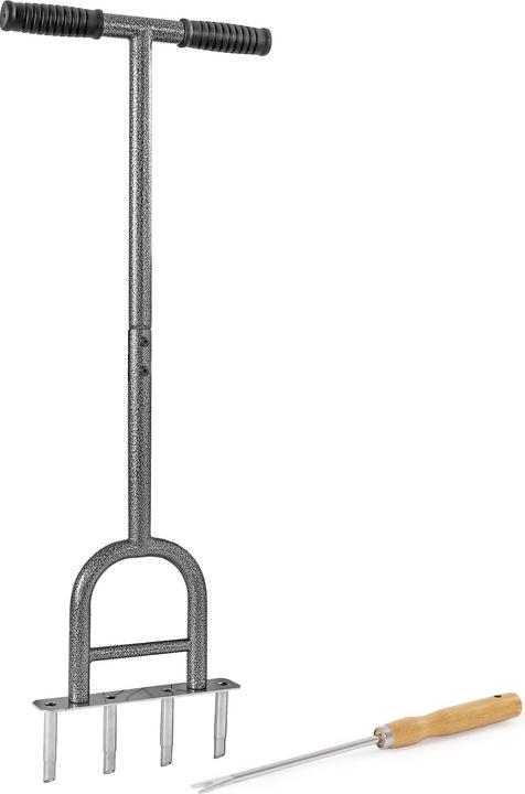 Immagine prodotto Wiltec Hand Aerifizierer Stahl Handaerifizierer T-Griff 4 Zinken Rasenlüfter