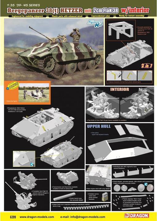 Immagine prodotto 1:35 Veicolo blindato di recupero 38(t) Hetzer 2cm FlaK38
