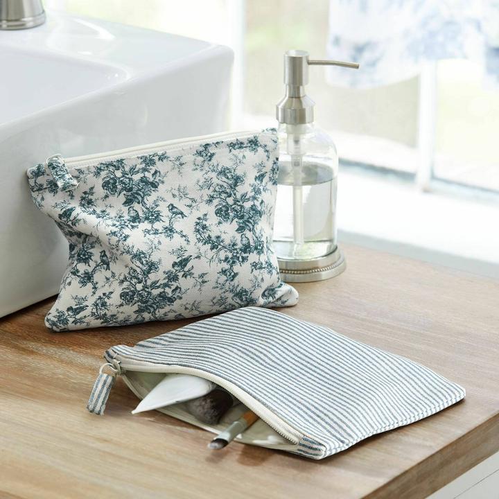 Produktbild Loberon Täschchen 2er Set Emilie blau/creme