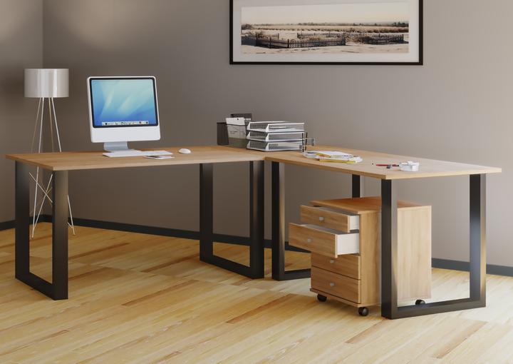 Actual product image VCM Office furniture corner desk Lona depth 80 cm U Alu Black (76 x 190 x 190 x 80 cm)