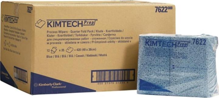 Actual product image Kimtech Process wipe 7622 L381xW490approx. mm blue 1-ply, quarter-folded (35 x)