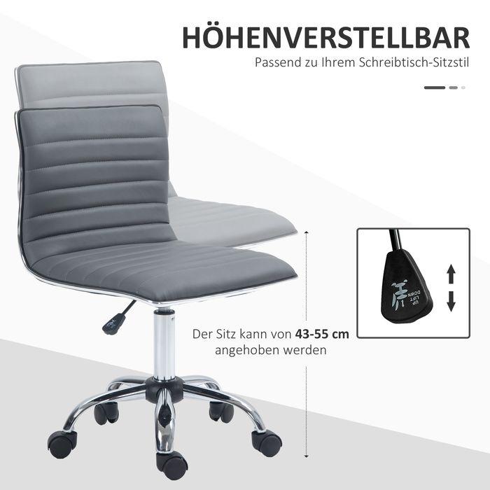 Immagine prodotto Swisshandel24 Bürostuhl ohne Armlehnen, höhenverstellbar Drehstuhl mit Rollen, Dunkelgrau