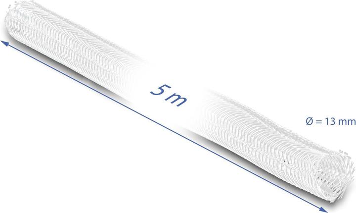 Actual product image Delock Braided hose self-closing 5 m x 13 mm white (Cable conduit, 500 cm)