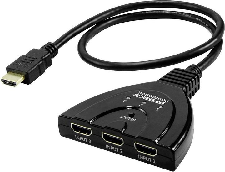 SpeaKa Professional SP-HDSW-200 3 Port HDMI-Switch Ultra HD-fähig 7680 x 4320 Pi