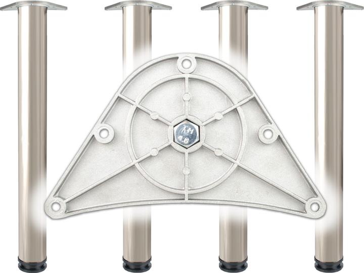Produktbild BMB Tischbein-Set Edelstahl-Effekt 80 mm Höhe 710 mm Platten-Befestigung