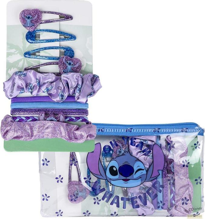 Actual product image Cerdá STITCH beauty set - contains 2 fabric hair ties, 4 hair elastics, 4 hairpins and a toiletry bag (Emblazonments)