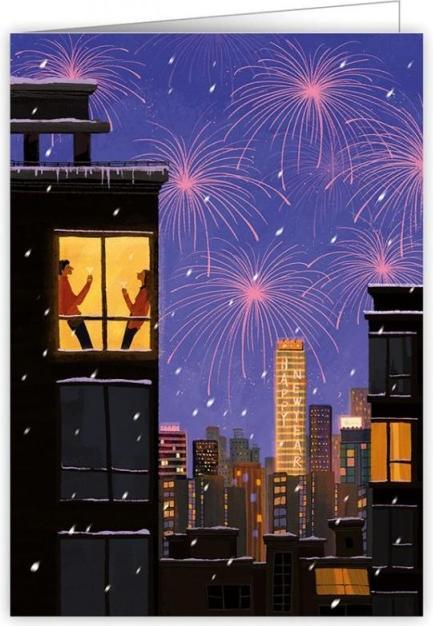 Actual product image Cart Greeting card Happy New Year - Fireworks