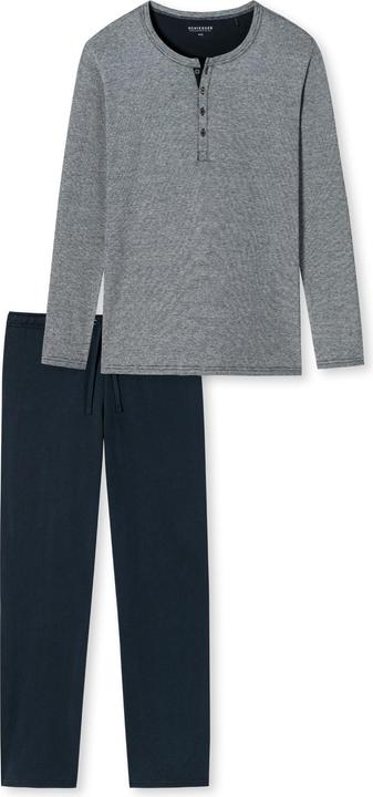 Schiesser langer Herren Pyjama / Schlafanzug mit Knopfleiste