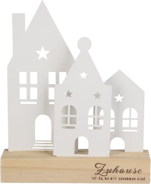 MICA Living Standdeko - Zuhause - weiss/braun - ca. 18 x 4 x 21 cm
