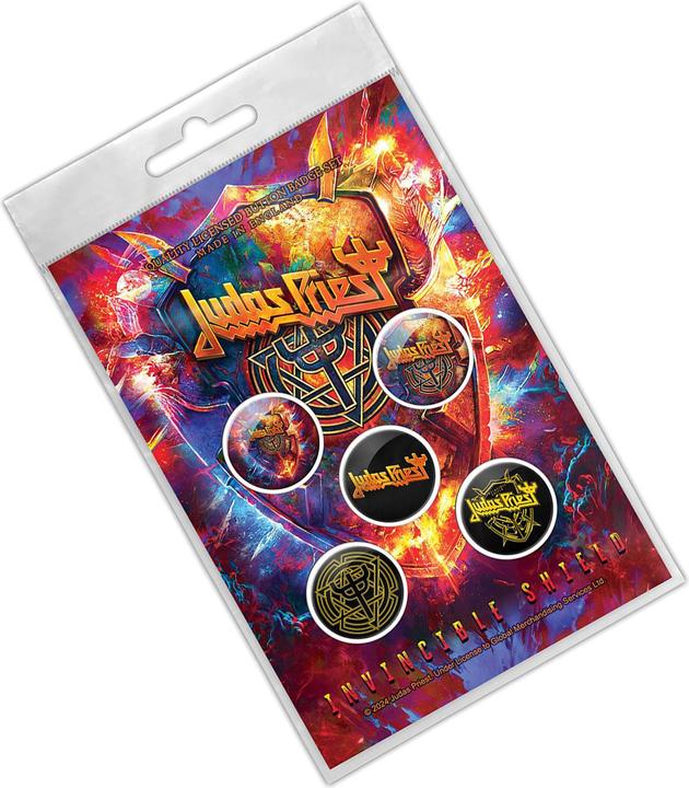 Actual product image Judas Priest Invincible Shield Button Badge (Pack of 5)