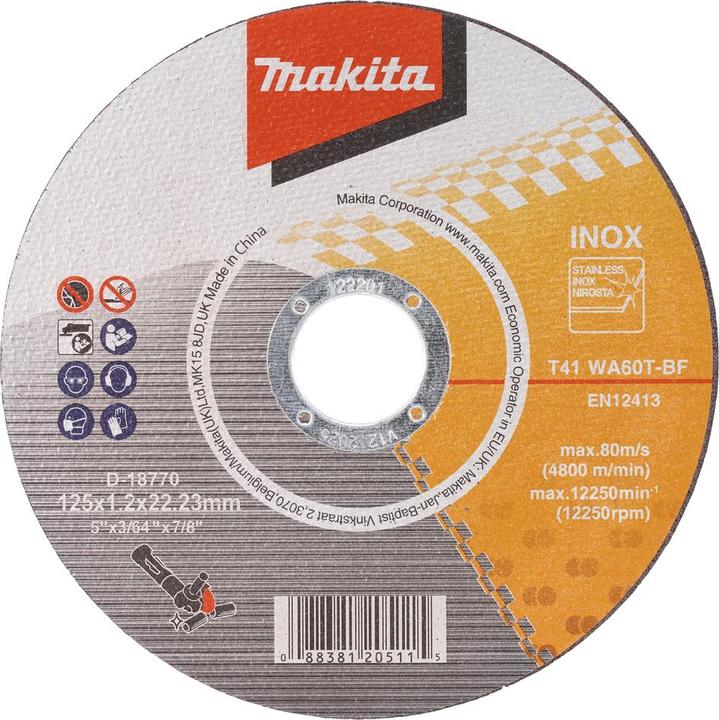 Produktbild Makita D-18770-10 Trennscheibe 125 X 1,2 WA60T-BF RST/ Für Metall (10 Stk.)
