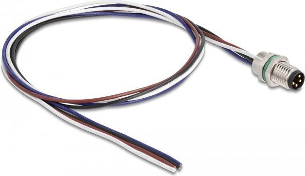 Actual product image Delock M8 4 pin connector for panel with open cables A-coded 0.5 m (Network cable)