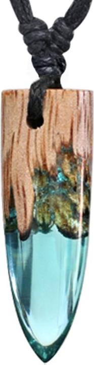 Image du produit Star Piercing Collier noir pendentif cartouche cave époxy bleu en bois de tamarin (sans laiton, Organique)